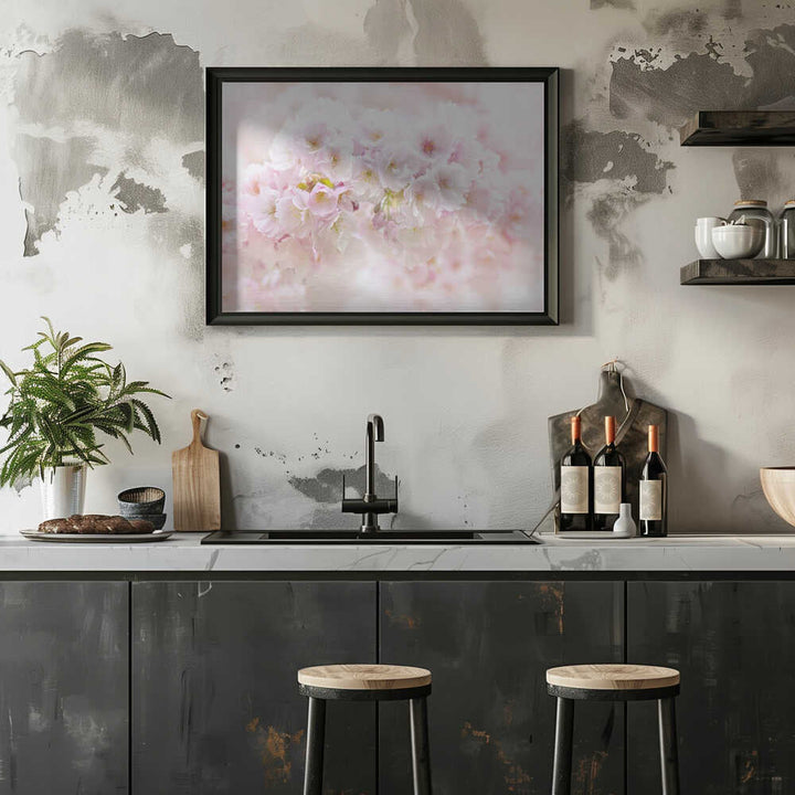Soft Pink Blossoms - Floral Photographic Stretched Canvas Poster or Fine Art Print