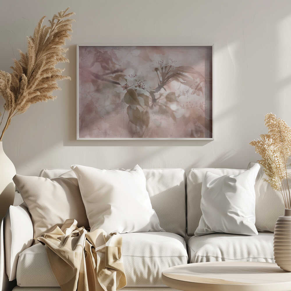 Soft Pink Blossoms - Floral Photographic Stretched Canvas Poster or Fine Art Print
