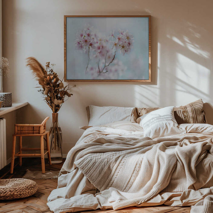 Soft Pink Cherry Blossoms - Stretched Canvas Poster or Fine Art Print