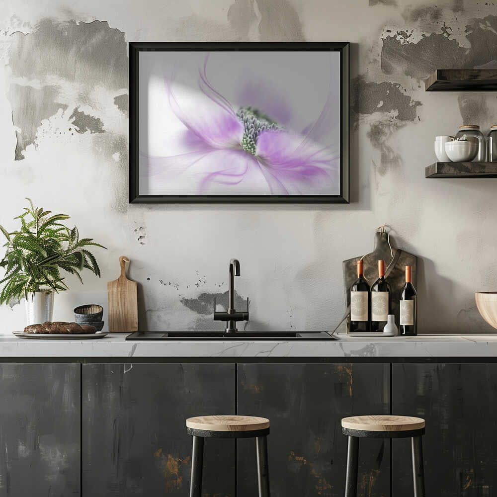 Soft Purple Bloom - Floral Photographic Stretched Canvas Poster or Fine Art Print