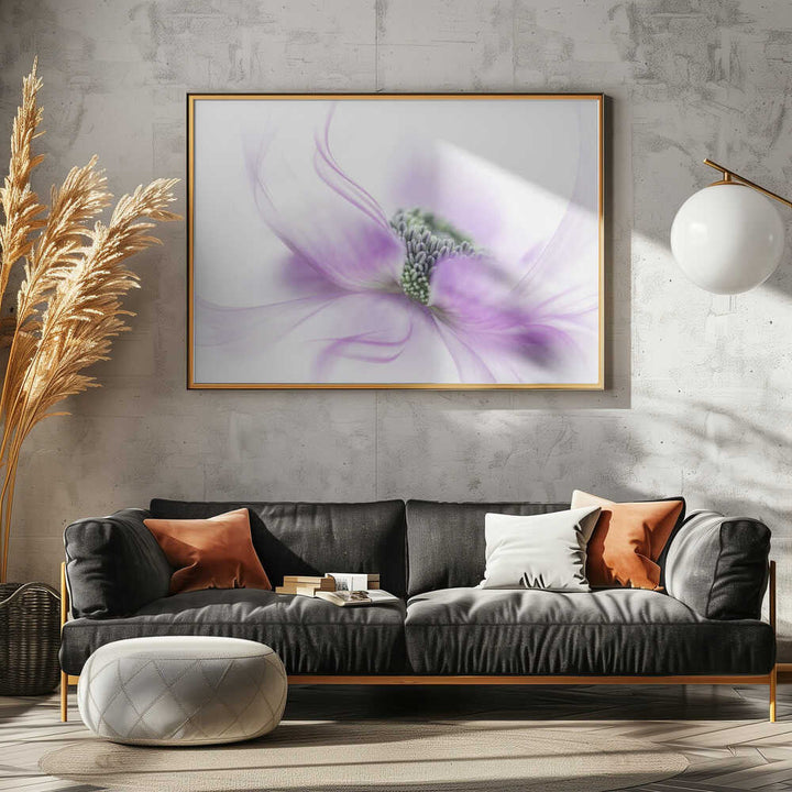 Soft Purple Bloom - Floral Photographic Stretched Canvas Poster or Fine Art Print