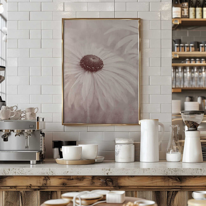 Soft Sepia Flower - Floral Photographic Stretched Canvas Poster or Fine Art Print