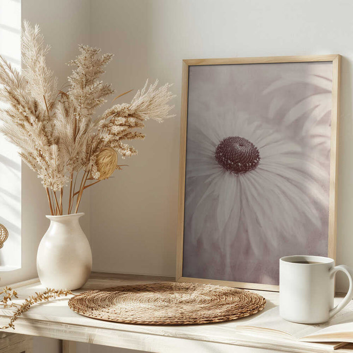 Soft Sepia Flower - Floral Photographic Stretched Canvas Poster or Fine Art Print