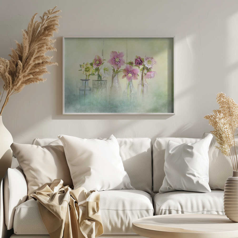 Soft Spring Blooms - Floral Photographic Stretched Canvas Poster or Fine Art Print