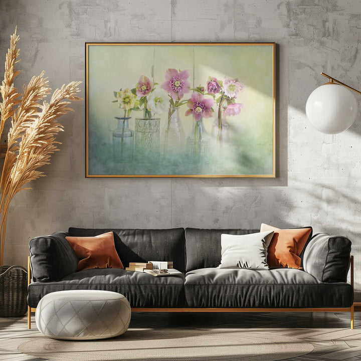 Soft Spring Blooms - Floral Photographic Stretched Canvas Poster or Fine Art Print
