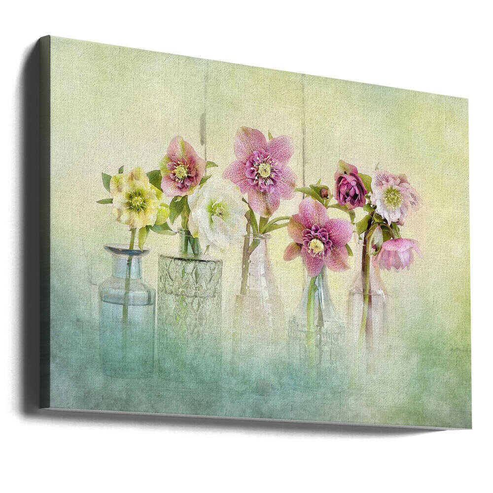 Soft Spring Blooms - Floral Photographic Stretched Canvas Poster or Fine Art Print