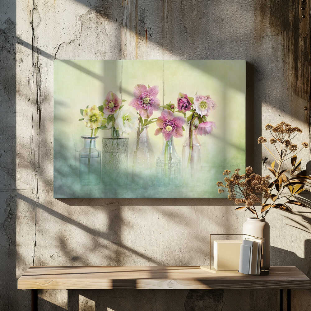 Soft Spring Blooms - Floral Photographic Stretched Canvas Poster or Fine Art Print