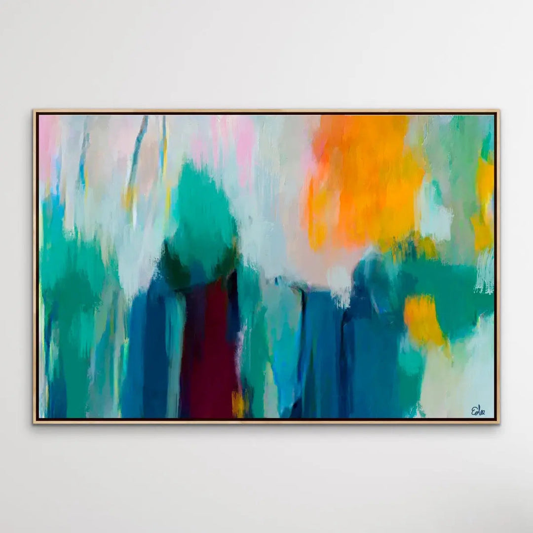 Spacescape - Two Piece Blue and Green Abstract Print Set I Heart Wall Art Australia 