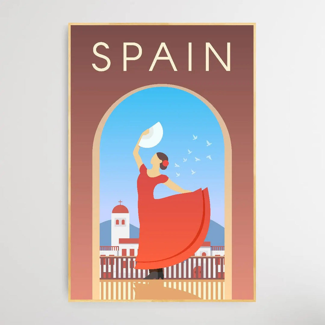 Spain - Vintage Style Travel Print - I Heart Wall Art