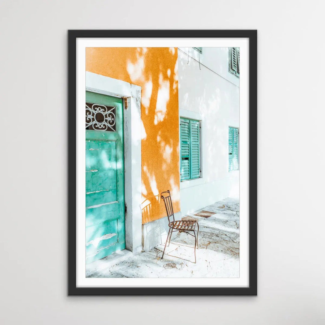 Spanish Street - Yellow and Green Photographic Print Featuring Streetscape Available As A Canvas or Art Print I Heart Wall Art Australia 
