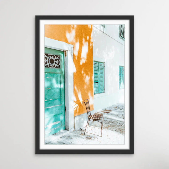 Spanish Street - Yellow and Green Photographic Print Featuring Streetscape Available As A Canvas or Art Print I Heart Wall Art Australia 
