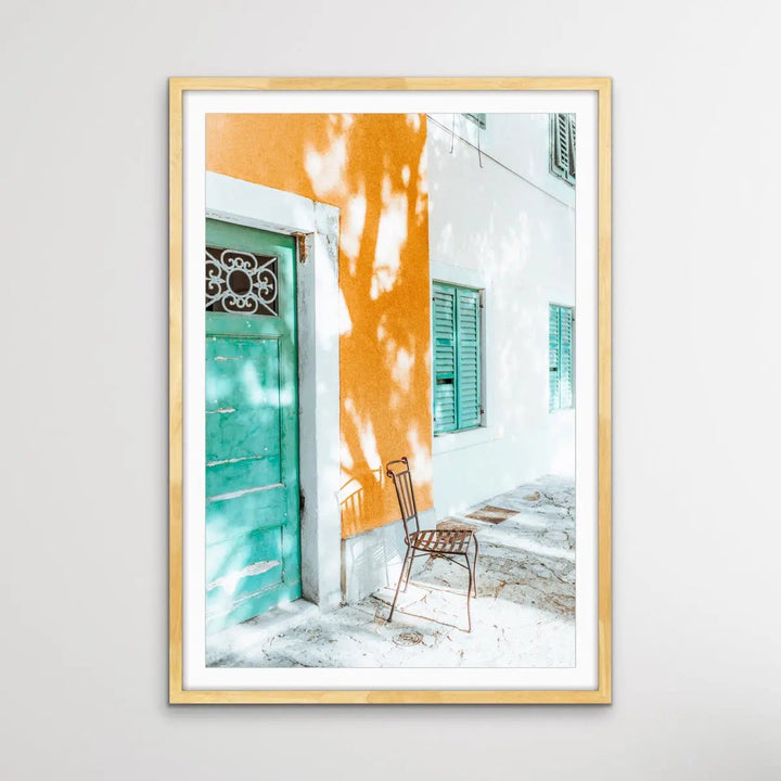 Spanish Street - Yellow and Green Photographic Print Featuring Streetscape Available As A Canvas or Art Print I Heart Wall Art Australia 
