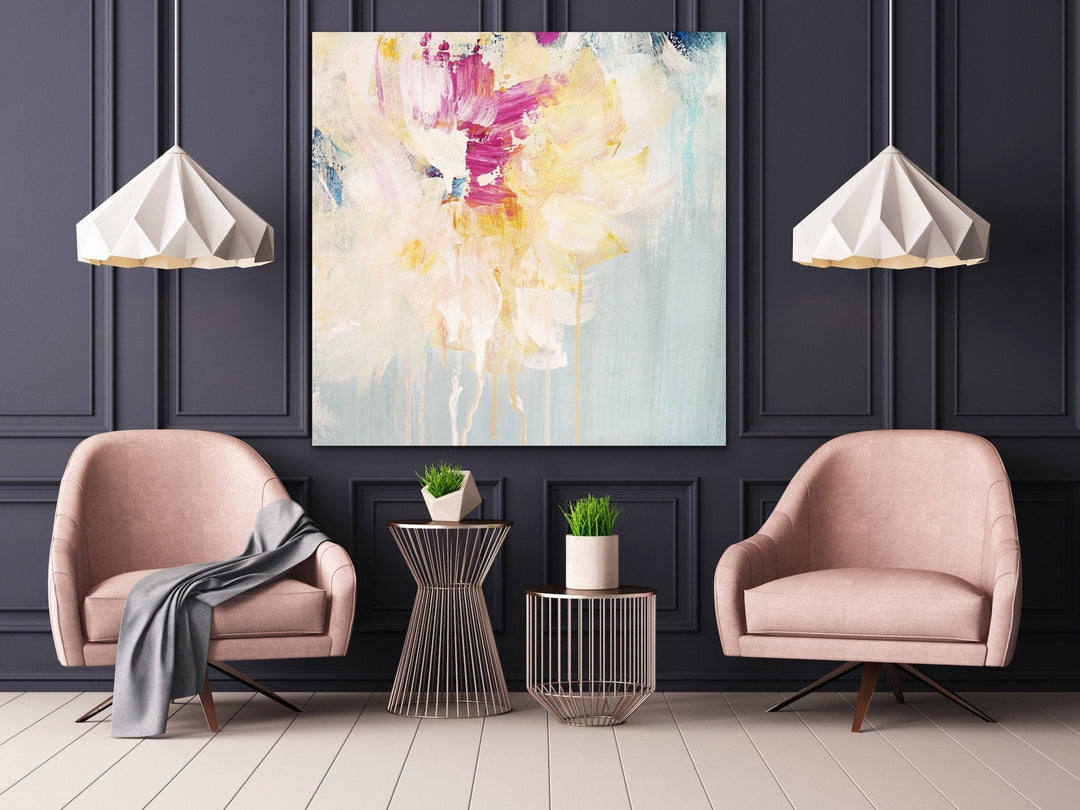 Spring - Abstract Square Canvas Floral Print - I Heart Wall Art