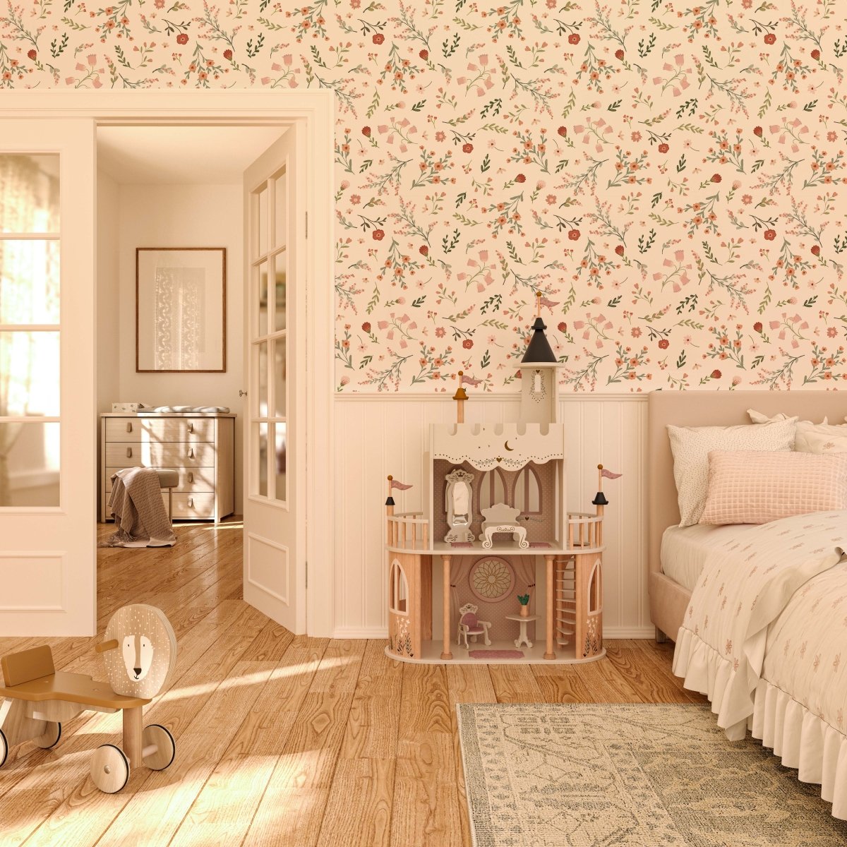 'Spring Bells' Design 1 - Vintage Floral Removable Wallpaper - I Heart Wall Art - Poster Print, Canvas Print or Framed Art Print