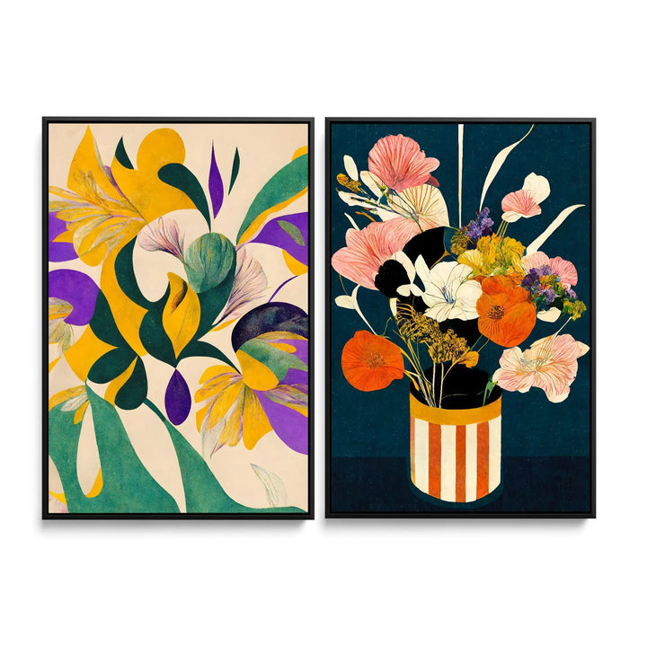 Spring flowers and Flowers At Night by Treechild - Two Piece Stretched Canvas or Art Print Set Diptych I Heart Wall Art Australia 