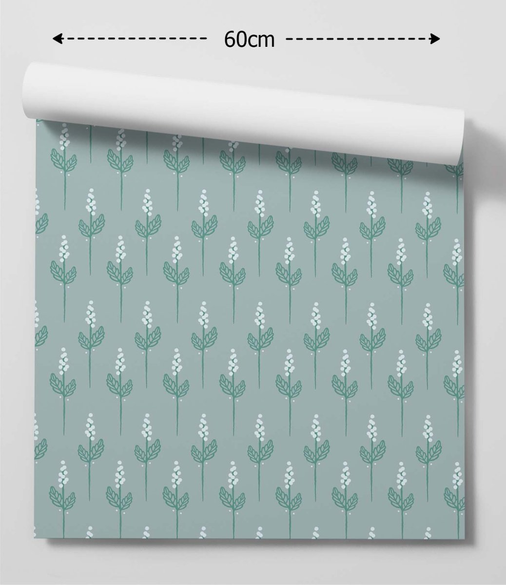 'Sprouting' - Blue & White Floral Removable Wallpaper - I Heart Wall Art - Poster Print, Canvas Print or Framed Art Print