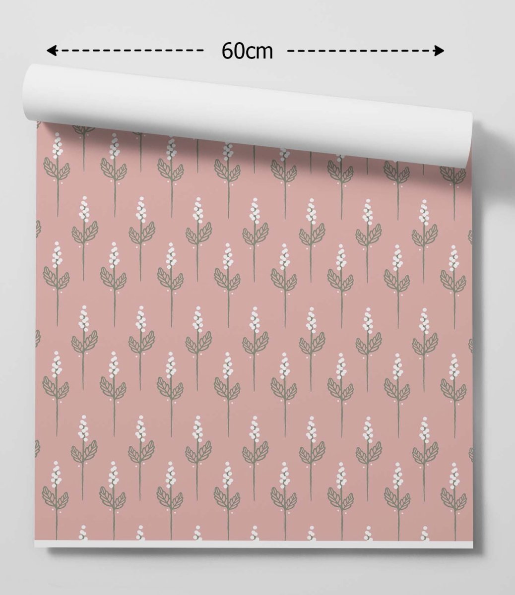 'Sprouting' - Pink & White Floral Removable Wallpaper - I Heart Wall Art - Poster Print, Canvas Print or Framed Art Print