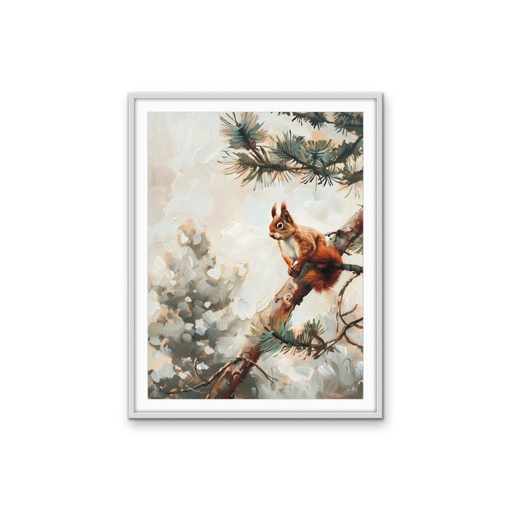 Squirrel in the Pines - Snowy Animal in Forest Stretched Canvas or Wall Art Print I Heart Wall Art