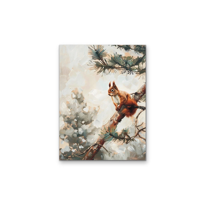 Squirrel in the Pines - Snowy Animal in Forest Stretched Canvas or Wall Art Print I Heart Wall Art