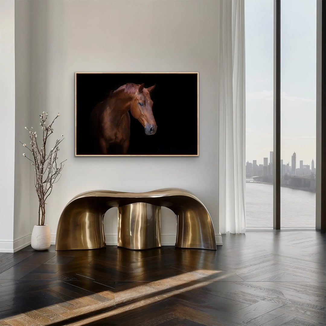 Stallion - Horse Against Black Stretched Canvas Print or Framed Fine Art Print I Heart Wall Art Australia