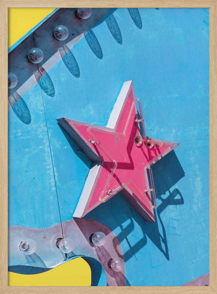 Star on a Vintage Neon Las Vegas Sign - Stretched Canvas, Poster or Fine Art Print - I Heart Wall Art - Poster Print, Canvas Print or Framed Art Print