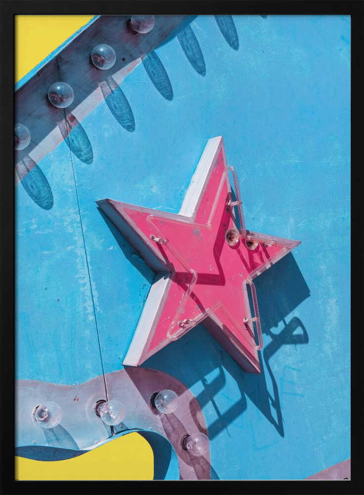 Star on a Vintage Neon Las Vegas Sign - Stretched Canvas, Poster or Fine Art Print - I Heart Wall Art - Poster Print, Canvas Print or Framed Art Print