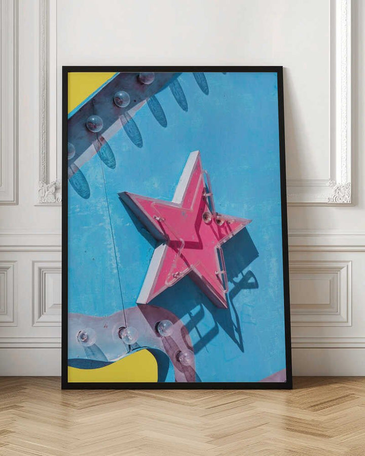 Star on a Vintage Neon Las Vegas Sign - Stretched Canvas, Poster or Fine Art Print - I Heart Wall Art - Poster Print, Canvas Print or Framed Art Print