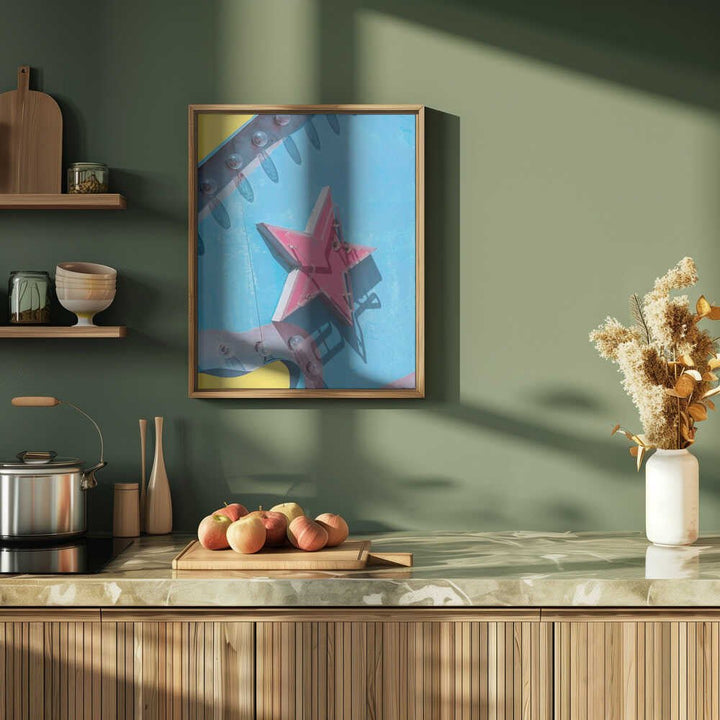 Star on a Vintage Neon Las Vegas Sign - Stretched Canvas, Poster or Fine Art Print - I Heart Wall Art - Poster Print, Canvas Print or Framed Art Print