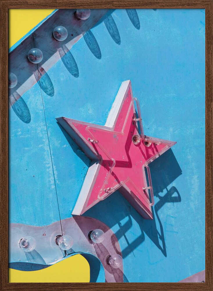 Star on a Vintage Neon Las Vegas Sign - Stretched Canvas, Poster or Fine Art Print - I Heart Wall Art - Poster Print, Canvas Print or Framed Art Print