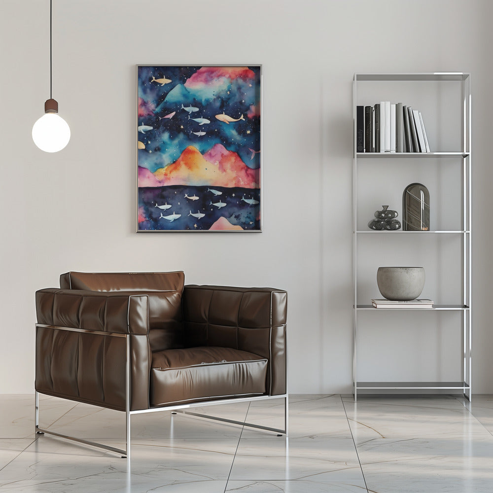 Starry Seascape - Stretched Canvas, Poster or Fine Art Print I Heart Wall Art