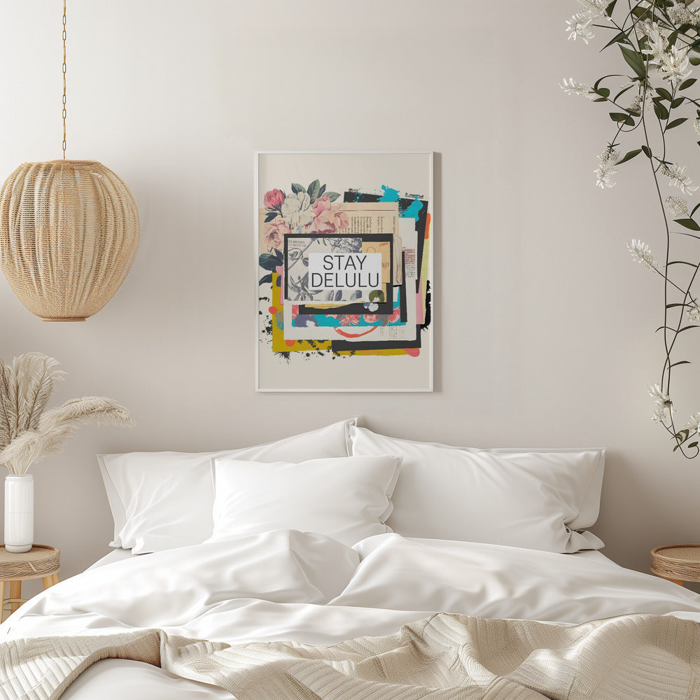 Stay Delulu - Stretched Canvas, Poster or Fine Art Print I Heart Wall Art