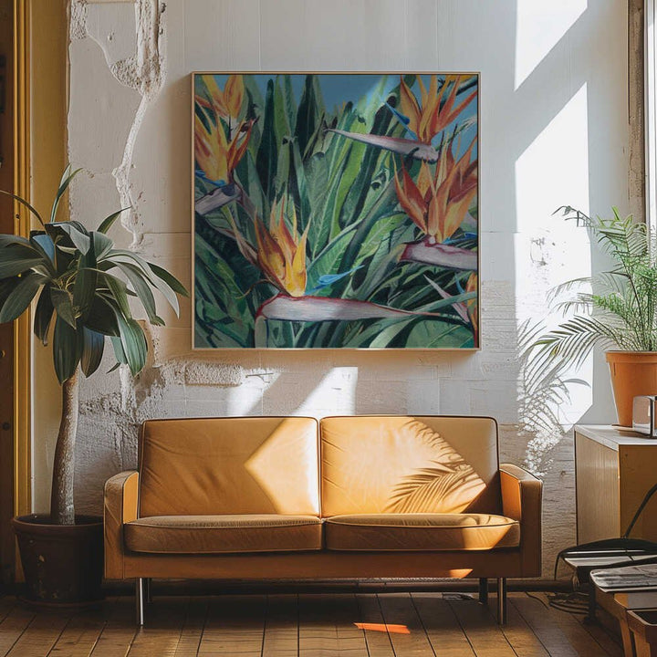 Stelitzia 3 By Viccy Wanliss - Square Stretched Canvas, Poster or Fine Art Print - I Heart Wall Art - Poster Print, Canvas Print or Framed Art Print