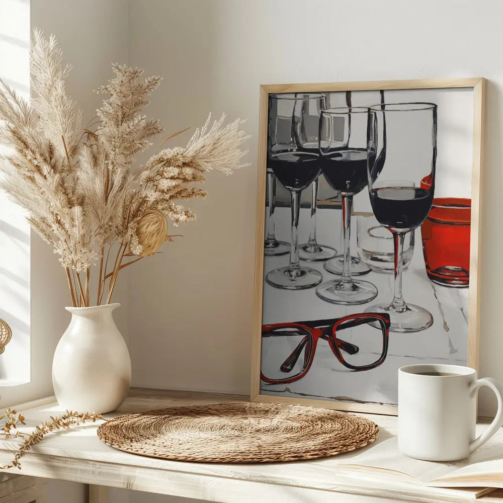 Still Life With Red Glasses - Stretched Canvas, Poster or Fine Art Print I Heart Wall Art