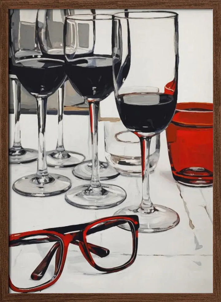 Still Life With Red Glasses - Stretched Canvas, Poster or Fine Art Print I Heart Wall Art