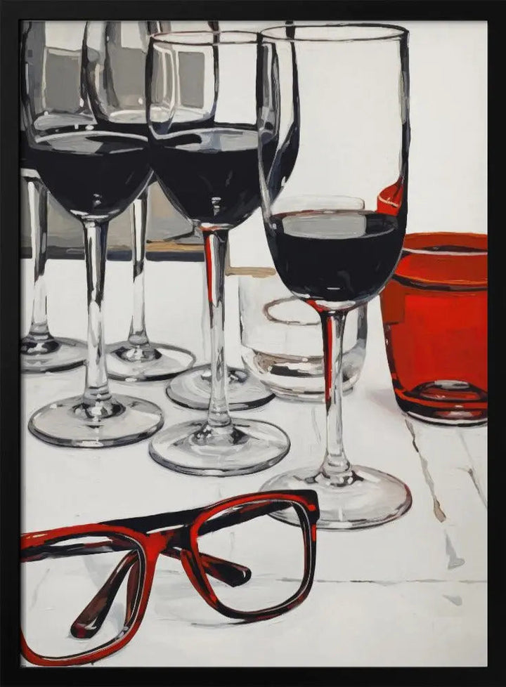 Still Life With Red Glasses - Stretched Canvas, Poster or Fine Art Print I Heart Wall Art