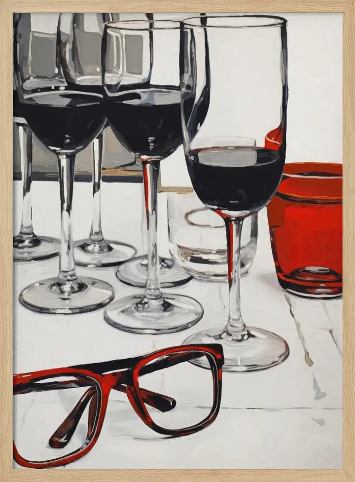 Still Life With Red Glasses - Stretched Canvas, Poster or Fine Art Print I Heart Wall Art