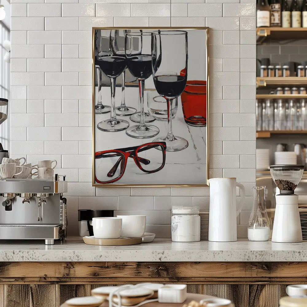 Still Life With Red Glasses - Stretched Canvas, Poster or Fine Art Print I Heart Wall Art