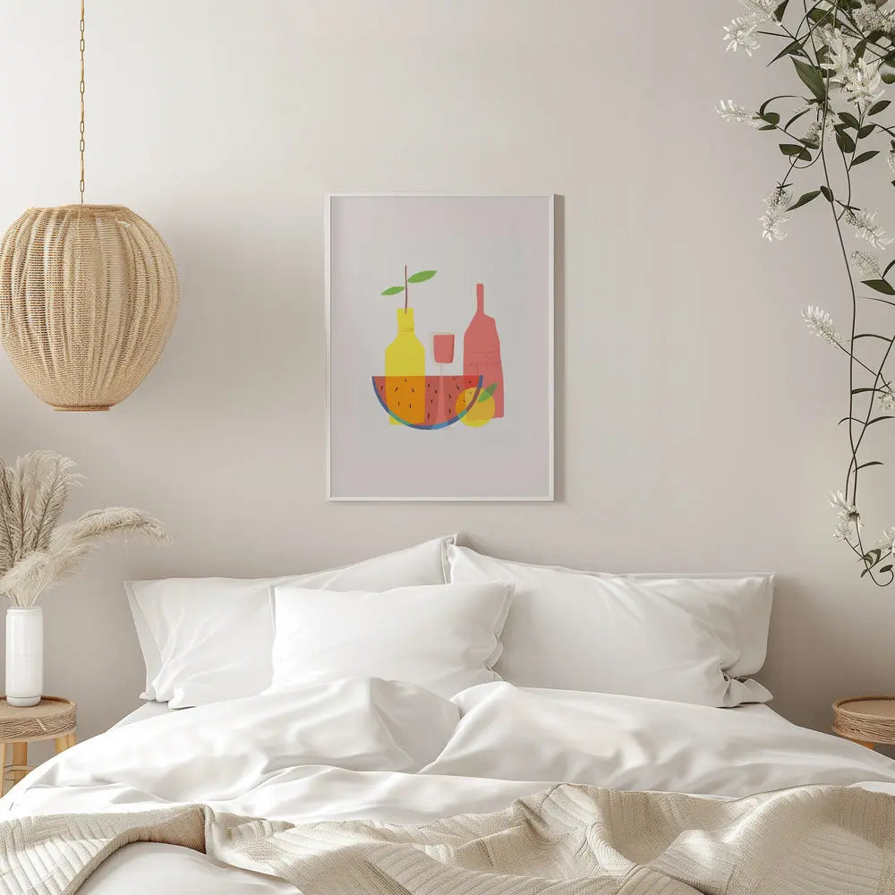 Still Life With Wine and Bottles - Stretched Canvas, Poster or Fine Art Print I Heart Wall Art