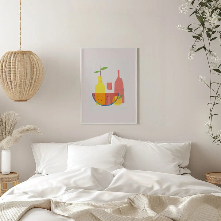 Still Life With Wine and Bottles - Stretched Canvas, Poster or Fine Art Print I Heart Wall Art