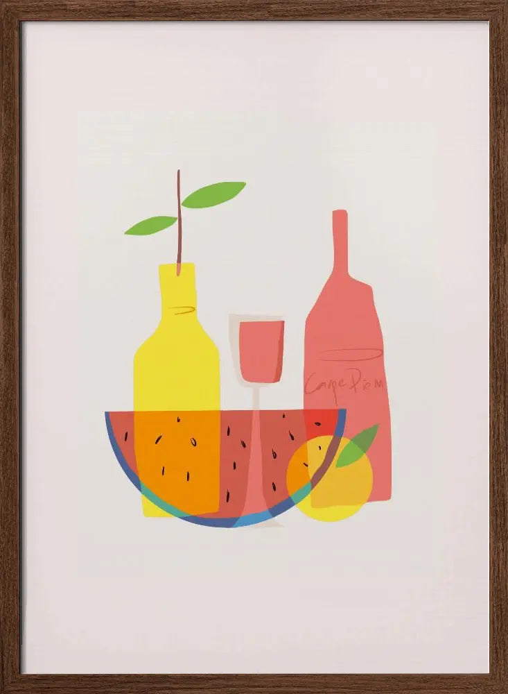 Still Life With Wine and Bottles - Stretched Canvas, Poster or Fine Art Print I Heart Wall Art