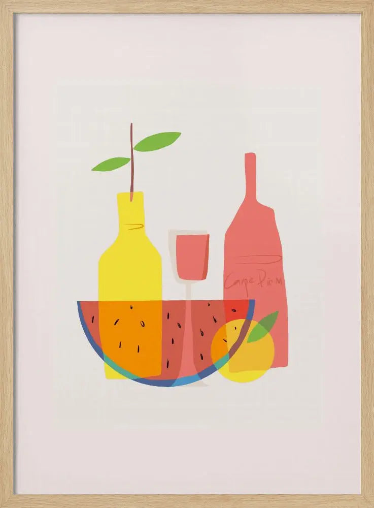 Still Life With Wine and Bottles - Stretched Canvas, Poster or Fine Art Print I Heart Wall Art
