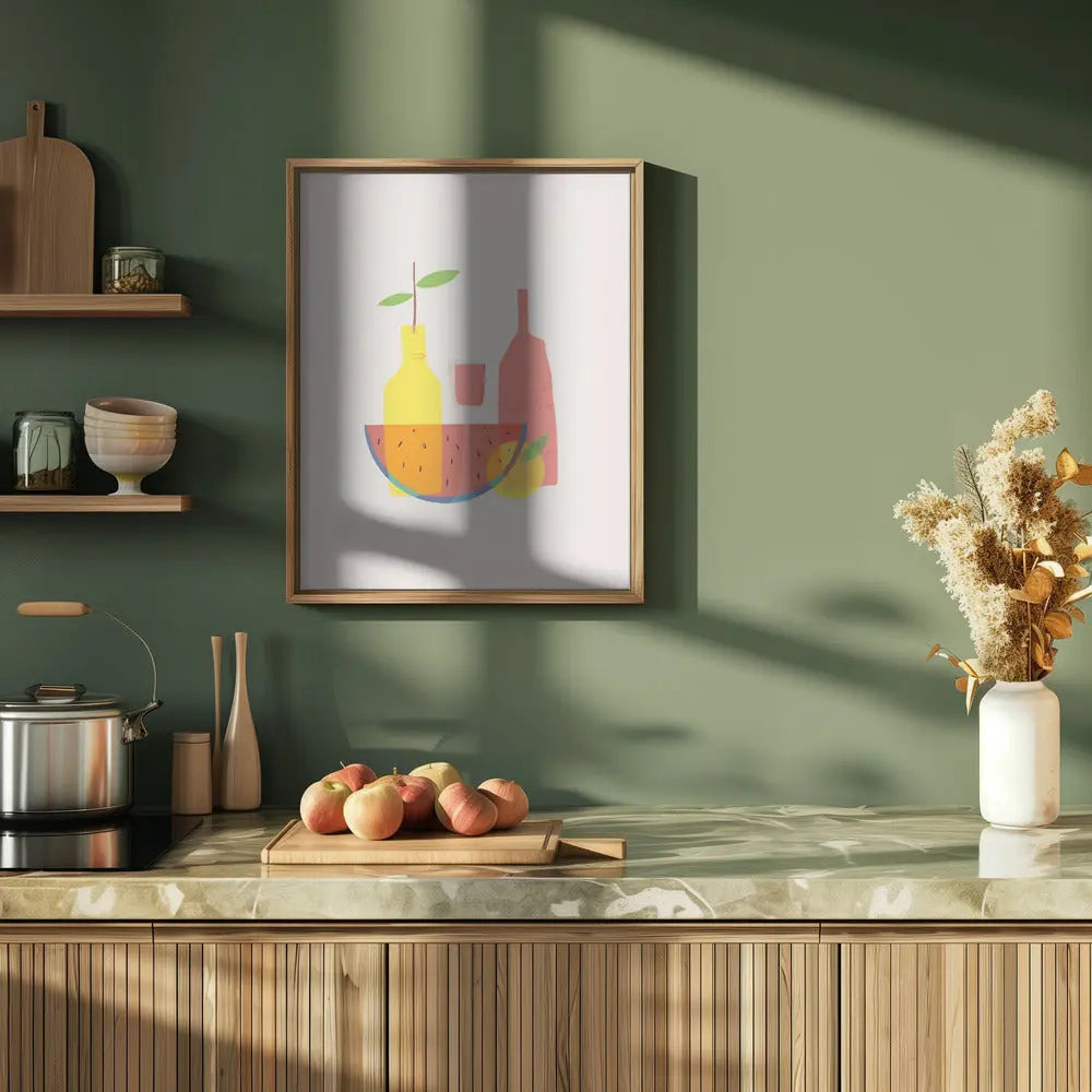 Still Life With Wine and Bottles - Stretched Canvas, Poster or Fine Art Print I Heart Wall Art