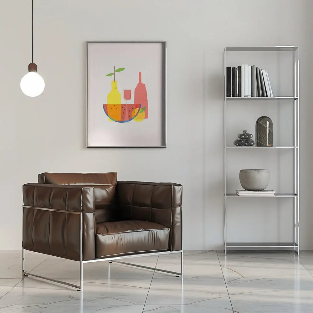 Still Life With Wine and Bottles - Stretched Canvas, Poster or Fine Art Print I Heart Wall Art