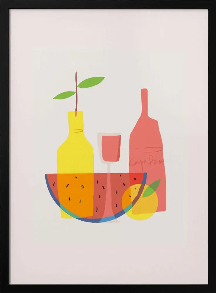 Still Life With Wine and Bottles - Stretched Canvas, Poster or Fine Art Print I Heart Wall Art