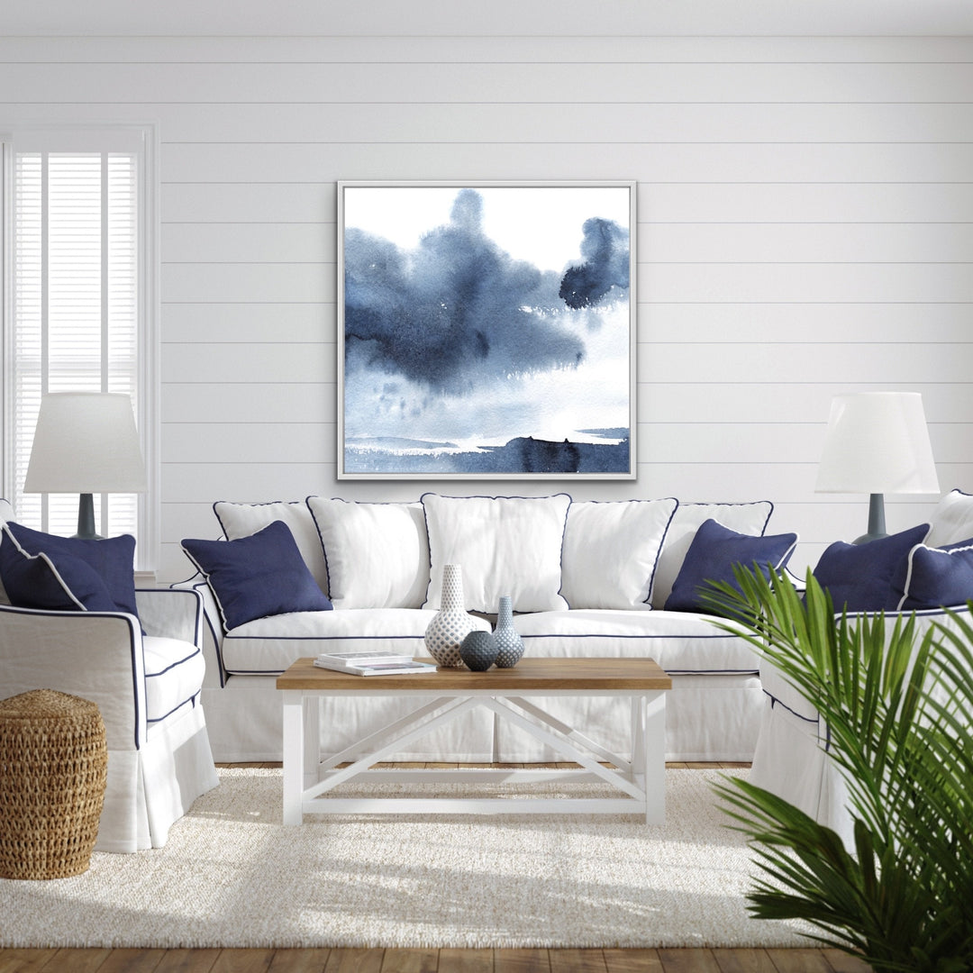 Storm Bay - Watercolour Hamptons Blue Colourful Abstract Original Artwork Wall Art Print - I Heart Wall Art
