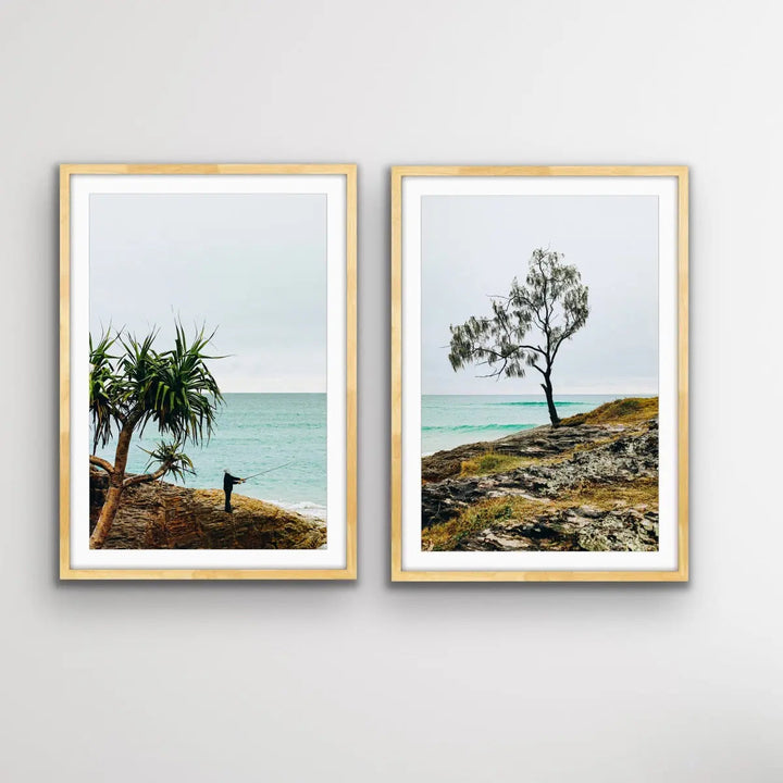 Stradbroke Island  - Two Piece Beach Fisherman Photographic Print Set - I Heart Wall Art