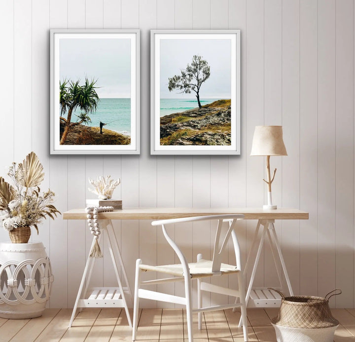 Stradbroke Island  - Two Piece Beach Fisherman Photographic Print Set - I Heart Wall Art