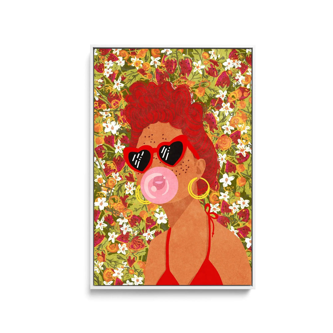 Strawbeery Lady by Raissa Oltmanns- Stretched Canvas Print or Framed Fine Art Print - Artwork I Heart Wall Art Australia 