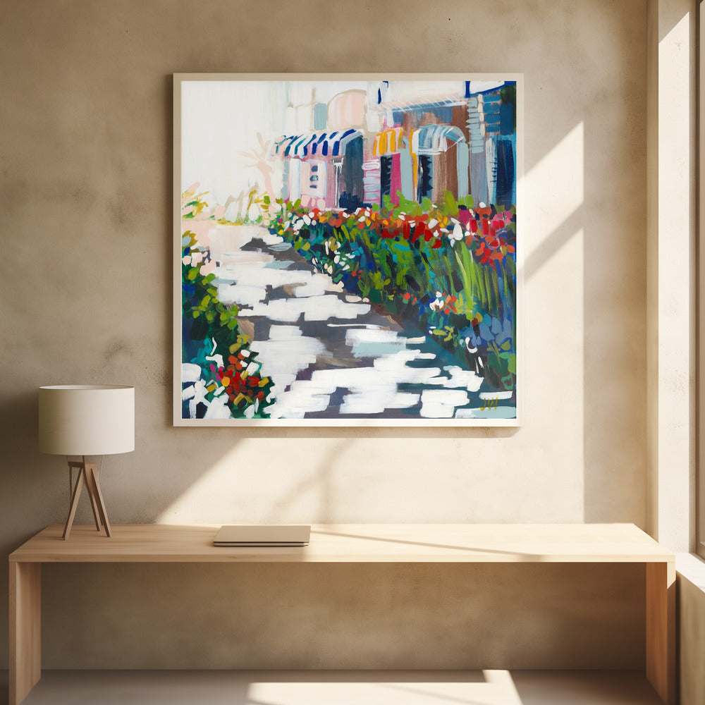 Street Awnings - Square Stretched Canvas, Poster or Fine Art Print I Heart Wall Art