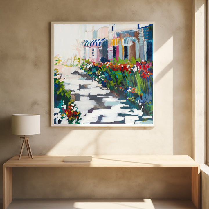 Street Awnings - Square Stretched Canvas, Poster or Fine Art Print I Heart Wall Art